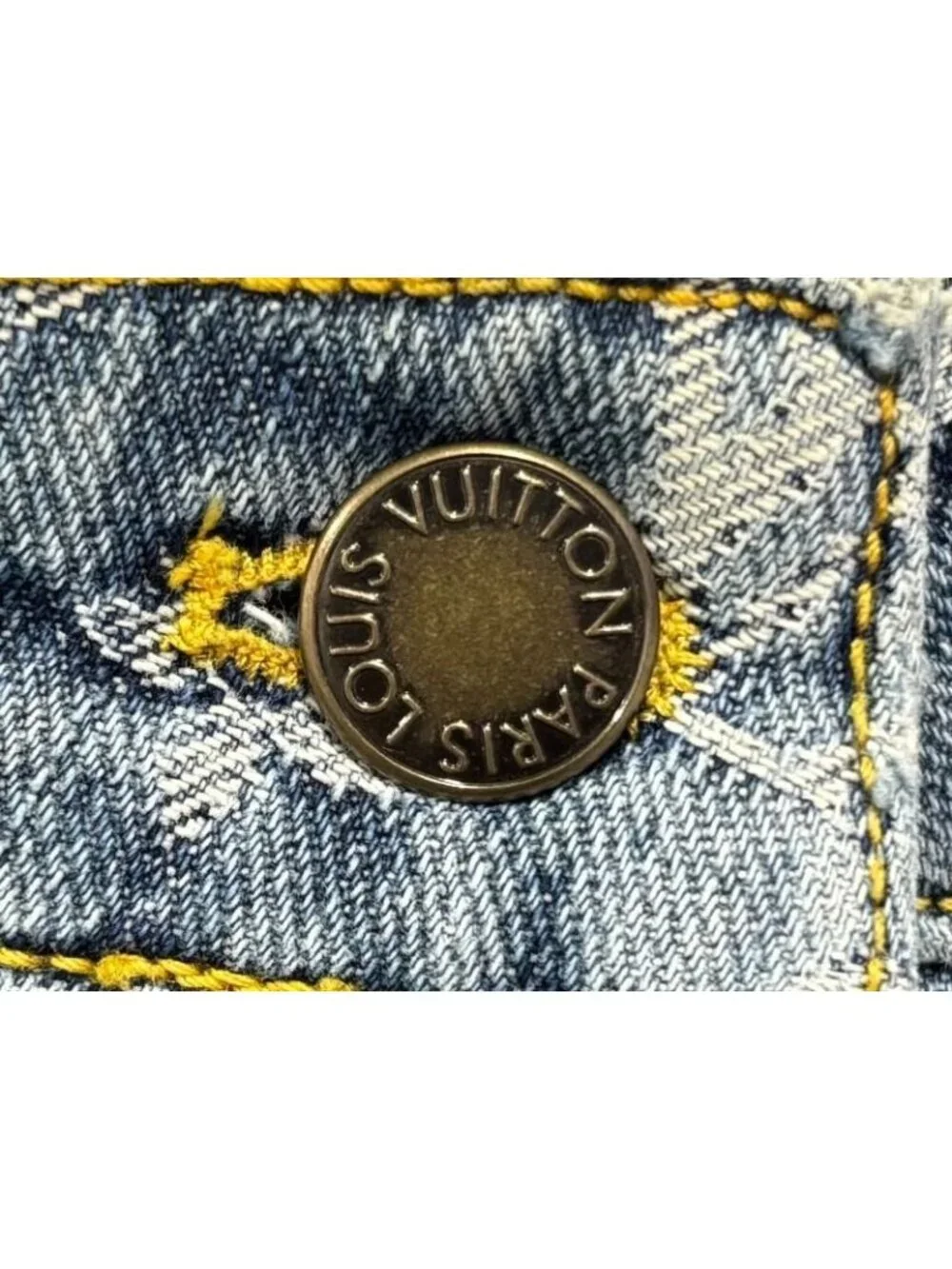 Louis Vuitton Denim Skirt Monogram Blue Gold